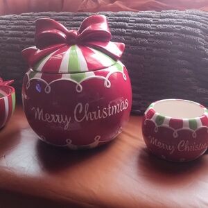 Holiday Cheer Red and Green Cookie Jar